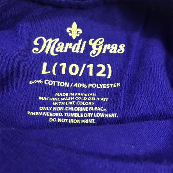 Mardi Gras Gator Decal Round Neck Short Sleeve T-shirt L - Picture 3 of 3